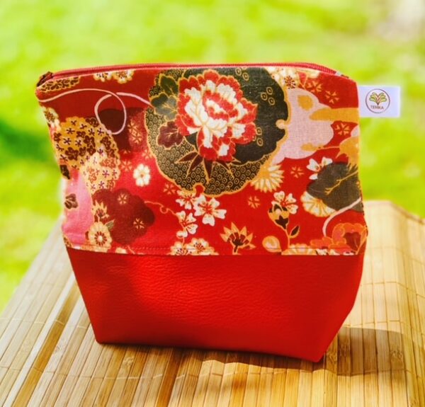 pochette base simili rouge coton japonais